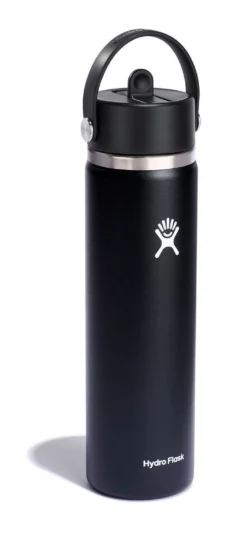 Thermosfles Hydro Flask Wide Mouth Flex Straw Cap Black 709 Ml -Bo-Camp Shop 3 w24bfs001 black angled 1 2